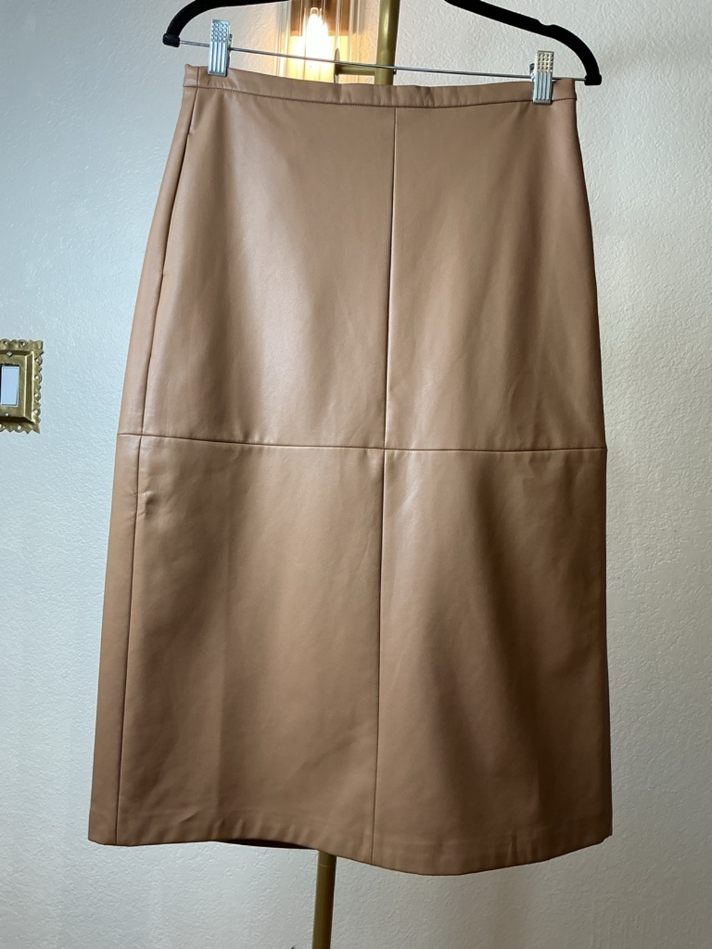 Joe's Jeans Faux Leather Midi Skirt in Tan
